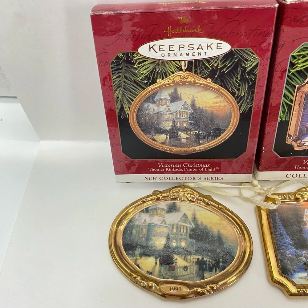 Lot of 4 Hallmark Keepsake Ornaments Victorian Christmas & Christmas Gathering